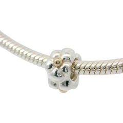 Genuine PANDORA 790125 Silver 14K Gold Tipped Flower Bead Only