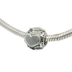 Genuine PANDORA 790591EN26 Light Gray Enamel Hearts Charm Only