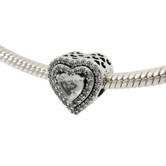 Genuine PANDORA 799218C01 Sparkling Levelled Hearts CZ Love Charm Only