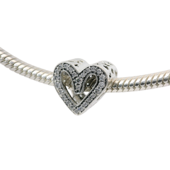 Genuine PANDORA 798692C01 Silver Freehand Heart Valentine Love Charm Only