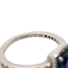 Genuine PANDORA 198863C02 Silver Blue Square Timeless Sparkle CZ Size 16.5 | 6 | L-L1/2 | 52