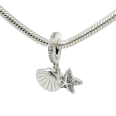 Genuine PANDORA 792076CZF Starfish and Seashell Dangle Charm Only