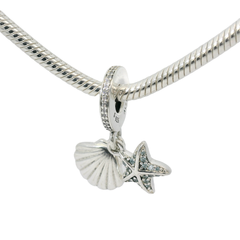Genuine PANDORA 792076CZF Starfish and Seashell Dangle Charm Only