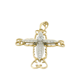 9CT Pre-owned White Gold & Yellow CZ Cross Pendant (6.5g)