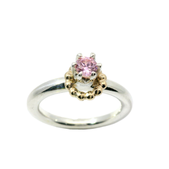Genuine PANDORA 190379CZ Silver & 14ct Gold Bubble Wreath Ring Pink CZ Ring Size 54 | 17.2 | 7 | N