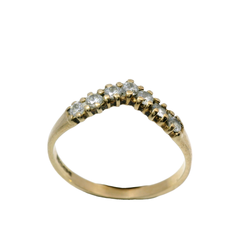 9CT Pre-owned Stone Set Wishbone Ring Size J