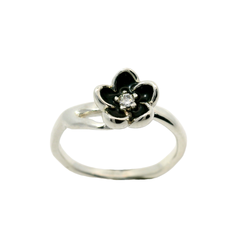 Genuine PANDORA 190918CZ Black Mystic Floral Ring Size 56 | 17.8 | 7.5 | O - P