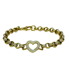 8" Pre-owned 9CT Stone Set Heart Belcher Bracelet (18.4g)