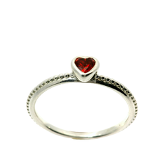 Genuine PANDORA 190896SGR Delicate Heart Red CZ Silver Ring Size 18.5 | 8.5 | P1/2 - Q1/2| 58