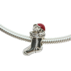 Genuine PANDORA 791773CZ Christmas Stocking Red Enamel HOLIDAY Charm Only