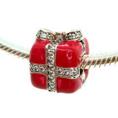 Genuine PANDORA 791772CZ Sparkling Surprise Present Charm with Red Enamel Silver Charm Only