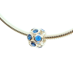Genuine PANDORA 791153NSB Bedazzled Openwork Charm Blue Zirconia Only