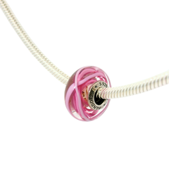 Genuine PANDORA 791604 Pink Ribbon Of Hope Murano Charm Only