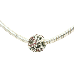 Genuine PANDORA 791424CZS Silver “Falling in Love" Pink CZ's Charm Only
