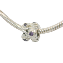 Genuine PANDORA 790369ACZ Ocean Wave with Purple Cubic Zirconia Charm Only