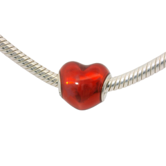 Genuine PANDORA 799291C02 Silver & Metallic Red Heart Charm Only