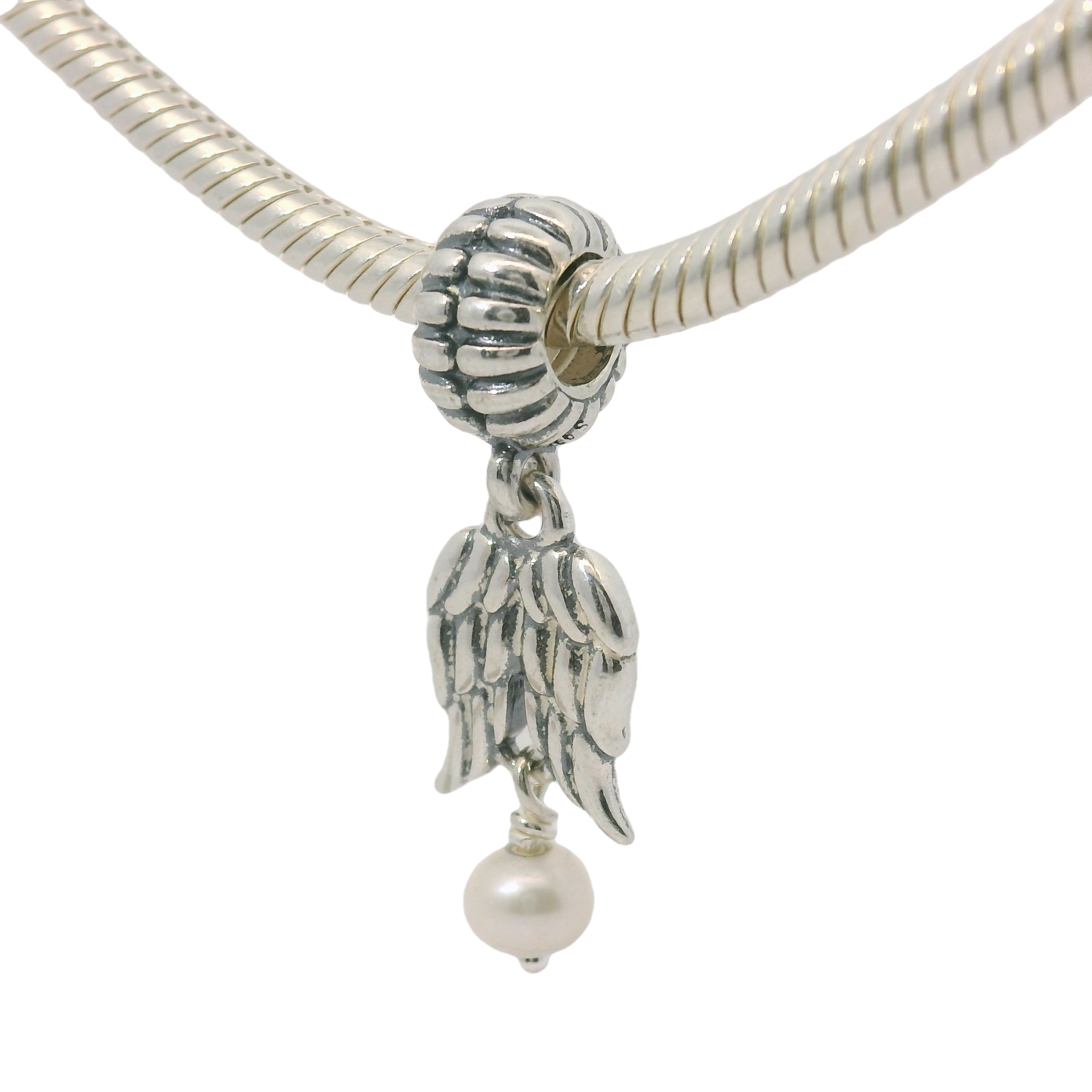 Genuine PANDORA 790975P Guardian Angel Wings Pearl Dangle Charm Only - Goldbank Jewellers