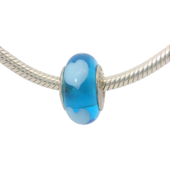 Genuine PANDORA 790657 Aqua Love Blue Hearts Murano Glass Charm Only