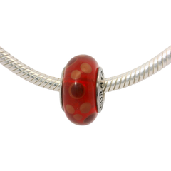 Genuine PANDORA 790690 Sterling Silver Red Bubbles Murano Glass Charm Only