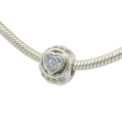 Genuine PANDORA 798464C01 Elevated Heart Clear CZ Charm Only