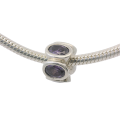 Genuine PANDORA 790311ACZ Silver with Amethyst Zirconia Oval Lights Bead Only