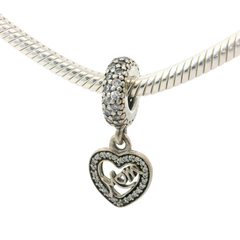 Genuine PANDORA 791521CZ Center of My Heart Mom Dangle Charm Only