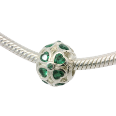 Genuine PANDORA 791496CZN Lucky Clover Hearts Green CZ Charm Only