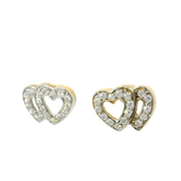 9CT Pre-owned Heart Stone Set Studs (2.1g)