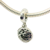 Genuine PANDORA 799561C01 Purple Pave Feather Spread Love Dangle Charm Only