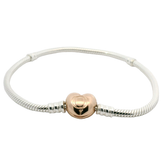 Genuine PANDORA 580719 Moments 14K ALE MET Rose Gold Heart Clasp Bracelet 19cm Bracelet Size 21