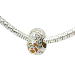 Genuine PANDORA 790582ER Babushka Bead with Orange Enamel Charm Only