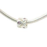 Genuine PANDORA 790263PCZ Sterling Silver Swirlies Bead with Pink Zirconia Charm