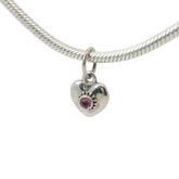 Genuine PANDORA 390324RHL Rhodolite Pink Heart Dangle Charm Only