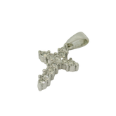 9CT Pre-owned White Gold Stone Set Cross Pendant (1.6g)