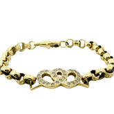 8" Pre-owned 9CT CZ Heart Belcher Bracelet (16.7g)