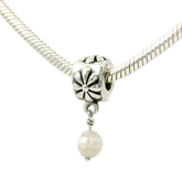 Genuine PANDORA 790535P Posy Flower Pearl Dangle Charm Only