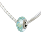 Genuine PANDORA 790607 Silver Clear Teal Flowers Murano Glass Charm Only