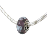 Genuine PANDORA 790643 Purple Flowers Murano Glass Charm Only