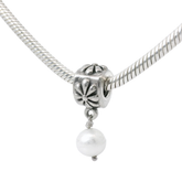 Genuine PANDORA 790535P Posy Flower Pearl Dangle Charm Only