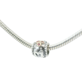 Genuine PANDORA 790574CZS Sterling Mum Charm with 14K and Pink ZC Only