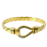 7" Pre-owned 9CT Diamond Set Hook & Loop Bangle (33.19g)