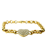 8" Pre-owned 9CT Stone Set Heart Belcher Bracelet (15.3g)