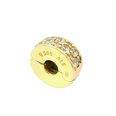 Genuine PANDORA 750842CZ 14K G585 Gold Pave Shining Elegance Gold Spacer Clip Only