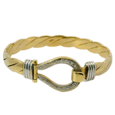 9CT Pre-owned Diamond Set Hook & Look Bangle (27.5g)