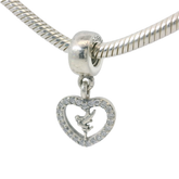 Genuine PANDORA 791565CZ Disney Peter Pan Tinkerbell Heart Dangle Charm Only