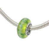 Genuine PANDORA 790616 Silver Green Zig Zag Murano Glass Charm Only