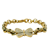 6.5" Pre-owned 9CT CZ Set Butterfly Belcher Bracelet (17.9g)