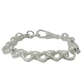 7" New Silver 925 Heart Belcher Bracelet (21.3g)