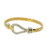 5" New 9CT Baby Diamond Set Hook & Loop Bangle (12.1g)