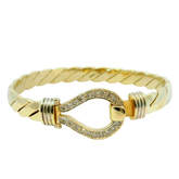 7" Pre-owned 9CT Diamond Set Hook & Loop Bangle (36.12g)